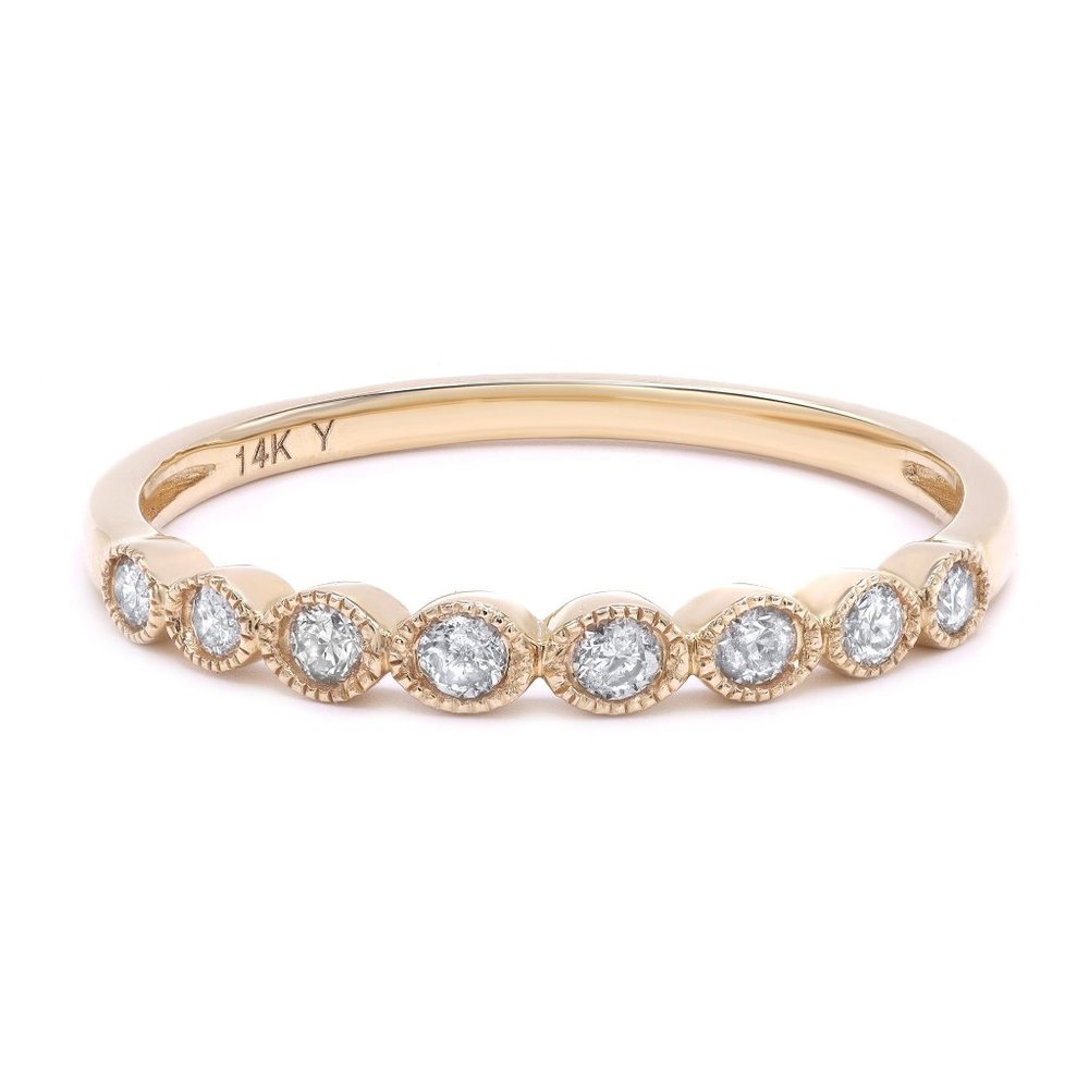 Rachel Koen Round Cut Diamond Ring 14K Yellow Gold 0.187Cttw Size 7